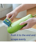 4 PCS 5 in 1 Multifunctional Peeler Household Kitchen Plastic Long-Handled Garlic Grinder With Brush Head