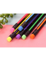 Colorful Striped Triangle Bar Pencil with Eraser Color Random Shipment