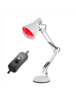 Home use metal long arm 150 watt infrared simple physical therapy lamp U.S. standard, color: button switch (white)