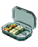 Portable Mini Compartmentalized Sealed Pill Box Weekly Morning And Evening Pill Capsule Dispensing Box(6 Grids Green)