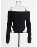 solid slimming knitting sexy sweaters for women slash neck long sleeve cold shoulder temperament sweater female new