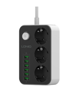 LDNIO SE3631 European Standard Power Strip 3 Outlets with 6 Auto-id USB Multi Electrical Socket EU Plug Board
