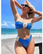 Europe and the United States new sexy solid colour hanging neck bust flowers two wear bikini beach ladies swimming costume