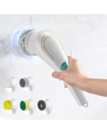 Multifunctional Electric Cleaning Brush Handheld Kitchen Dishwashing Brush Pot Brush with 5 Replacement Heads