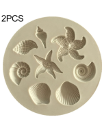 2 Pieces Sold As One Ocean Element Moulds Starfish Conch Shell Models Silicone Cake Flipping Tools