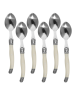 Stainless steel knife, fork and spoon set, white plastic handle western cutlery