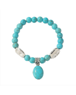 Turquoise Pendant Women's Beaded Bracelet with Turquoise in Ethnic Style