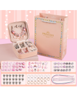 Children's DIY Beaded Bracelet Kids Jewelry Supplies, Color: Sakura Pink with Storage Box