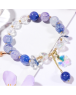 Purple Crystal Beaded Bracelet for Women with Natural Crystals