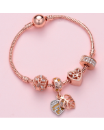 19cm Women's Rose Gold Beaded Bracelet