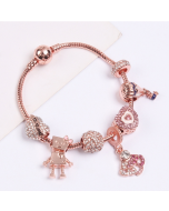 18cm Women's Rose Gold Beaded Bracelet
