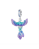 S925 Sterling Silver Colorful Gradient Phoenix Pendant Accessory for DIY Beaded Bracelet