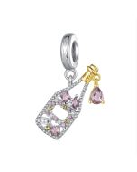 S925 Sterling Silver French Champagne Pendant Accessory for DIY Beaded Bracelet