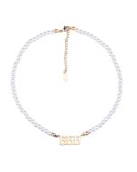 Angel Number Necklace with Pearl on Stainless Steel Choker (666 Gold Color)