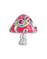 Sterling Silver S925 Glow-in-the-Dark Psychedelic Mushroom Pendant Accessory for DIY Beaded Bracelet