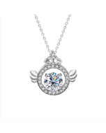 Moissanite Necklace with 925 Sterling Silver Crown Pendant Choker (1 Carat, White Gold Plated)