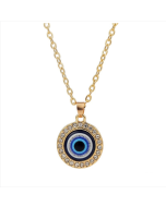 Angel Eye Pendant Multi-layer Necklace, Model: N2106-10 with Round Heat-set Crystal Eyes