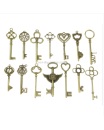 Handmade Metal Jewelry Accessories Vintage Style Key Pendant for Clothing and Notebook (Color: Antique Bronze, Configuration: 100-piece Set)