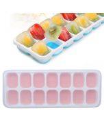 14 Grid Silicone Ice Grid Household Square Ice Grid Silicone Mold With Lid(Pink)