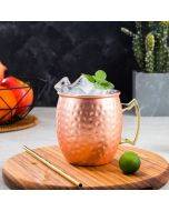 Copper Plating Stainless Steel Mug Cocktail Glass Beer Mug Rose Gold, Style:Hammer point
