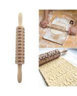 Christmas Embossing Rolling Pin Baking Cookies Fondant Cake Dough Engraved Roller(43cm Christmas tree)