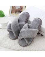 Cross warm plush women's slippers