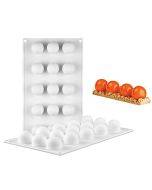 French Dessert 15 Ball Cake Mold Mousse Silicone Creative DIY Baking Mold White (29.7 x 17.5 x 3cm)