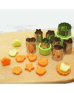 Stainless steel biscuit mold eight piece set, printed vegetable and fruit cutting and embossing mold 1 large 7 small green