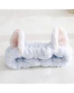 Cute Elastic Cat Ears Headbands Women Girls Makeup Face Washing Headband Hairdo Facial Mask Headwrap Hairband Hair Accessory(Blue)