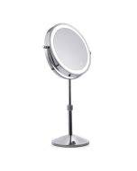 Desktop double-sided round LED light-emitting makeup mirror, lifting and magnifying makeup mirror, specifications: flat + seven times magnification (7-inch rechargeable model)