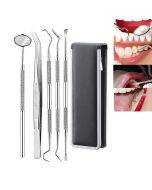5-piece steel-edged leather case, stainless steel dental tools, tartar protection tools, dental tool set