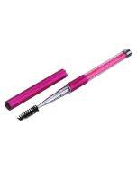 Plastic pole eyelash brush, rhinestone pole with pen cover, spiral eyelash brush (rose red)