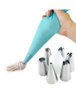 8 PCS/Set 6 Stainless Steel Nozzle Set DIY Cake Decorating Tools Silicone with EVA Cream Pastry Bag