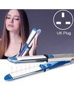 2-in-1 titanium straight hair curler, plug standard: British standard (blue)