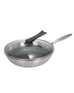 Household 304 Stainless Steel Oil-free and Uncoated Flat-bottom Wok Suitable for Induction Cooker Gas