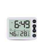 Multifunctional Indoor Thermometer And Hygrometer Large Screen Alarm Clock Kitchen Electronic Countdown Timer(White Shell Black Button)