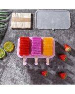 Cute cartoon silicone ice cream popsicle mold with lid&ice cream stick, style: wave style, color randomly shipped