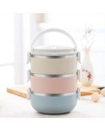Gradient Color Lunch Box Food Bento Box Stainless Steel Container(3 Layer)