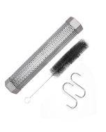 12 Inch Stainless Steel 304 Smoked Tube BBQ Box Outdoor Cold Smoke Box,Style: Tube + Brush + Hook