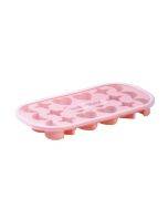 18 Grid Household Soft Bottom Silicone Ice Maker with Lid(Peach Pink)