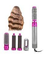 Five in one hot air comb automatic straightening dual-purpose hair dryer silver+rose red (Australian standard)