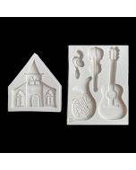 Castle musical instrument silicone mold chocolate flip sugar cake decoration