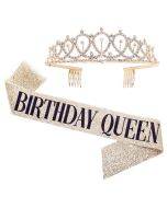 WM-02 Crystal Diamond Birthday Party Wedding Updo Crown, Color: Gold Queen