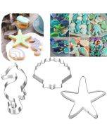 3 in 1 Ocean Series Seahorse Starfish Shell Baking Moulds Flip Sugar Cookie Mould