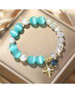 S2204-2 Blue Cat Eye Crystal Beaded Bracelet Women's Natural Crystal Bracelet