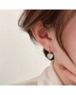 Shell double layered earrings with diamond earrings