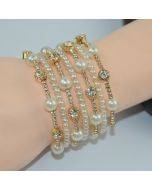 7-row gold minimalist rhinestone pearl arm bracelet versatile bracelet