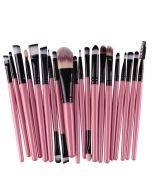 20 pieces/set, wooden handle makeup brush set, beauty tool brush (black+pink)