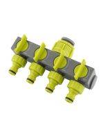 Garden lawn watering European standard threaded faucet with one in and four out valve distributor