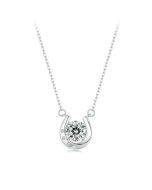 S925 Sterling Silver Sparkling Horseshoe Iron Mosonite Pendant Necklace